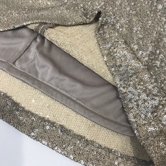 Zara Gold tan sequins skirt above knee XS lined - Picture 3 of 5